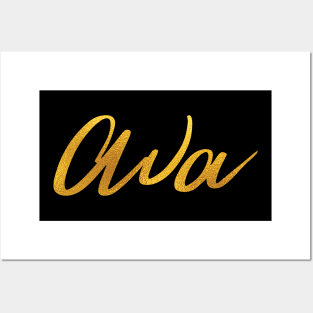 Ava Name Hand Lettering in Faux Gold Letters Posters and Art